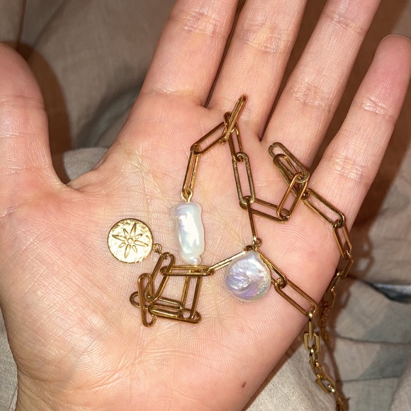 Necklace Gold Plated & Pearl - Picture 5 of 5